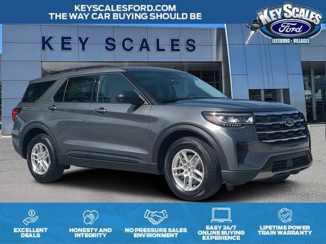 2026 Ford Explorer Active in Gray Metallic — front three-quarter view