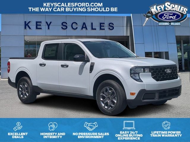 2026 Ford Maverick XLT in White Metallic — front three-quarter view